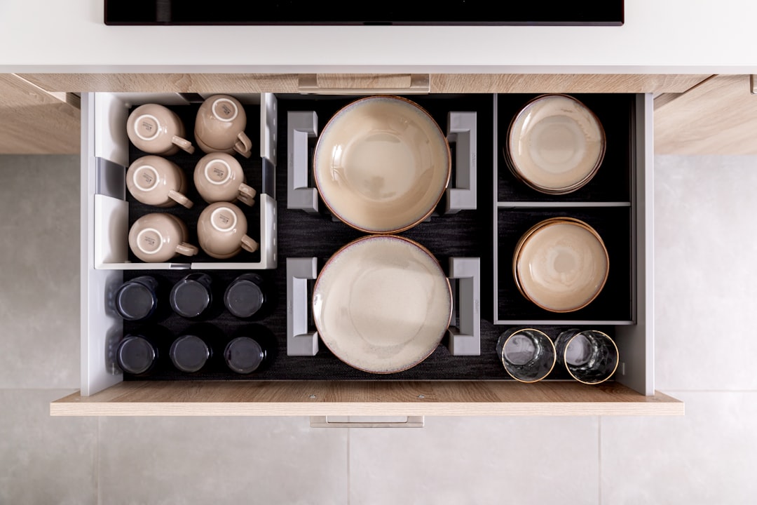 neatly organized kitchen drawers with dividers